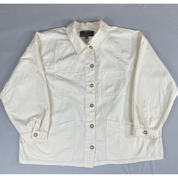Torrid Chore / Barn Denim Jacket Women’s 3X Ivory Button Up Long Sleeve - Picture 14 of 16